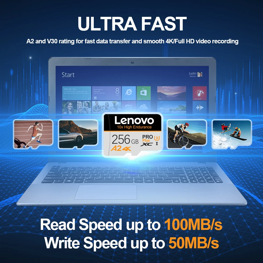Lenovo 2TB Micro TF SD Card 128GB Class 10 V30 Memory Card UHS-I SD Card High Speed TF Card 512GB 1TB For Nintendo Switch Games