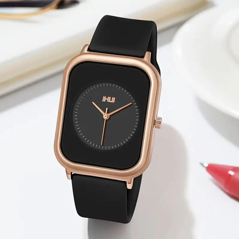 Moda retângulo feminino relógios casual banda de silicone relógio esportivo reloj mujer meninas relógio presente
