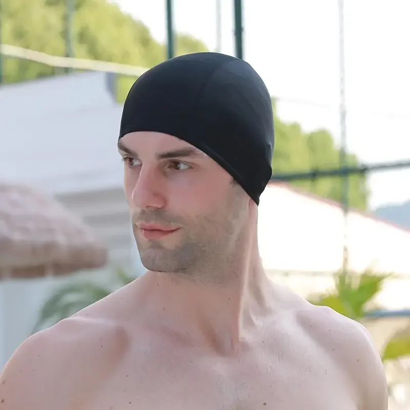 1 Stück Nylon-Badekappe für Männer und Frauen, wasserdichte, elastische Badekappen, schützen Sie Ihre Ohren, unverzichtbar für das Familienschwimmtraining