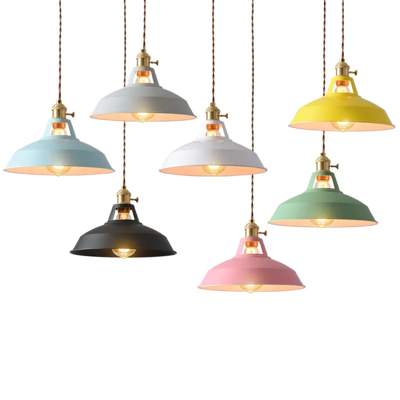 Industrial Colorido Pingente Luz Loft Suspensão Luminária Restaurante Cozinha Pendurado Luz Lustre Teto Lâmpada Decorativa lustre mesa de jantar lustre pendente de teto luminária casa decoração quarto lâmpadas arandela