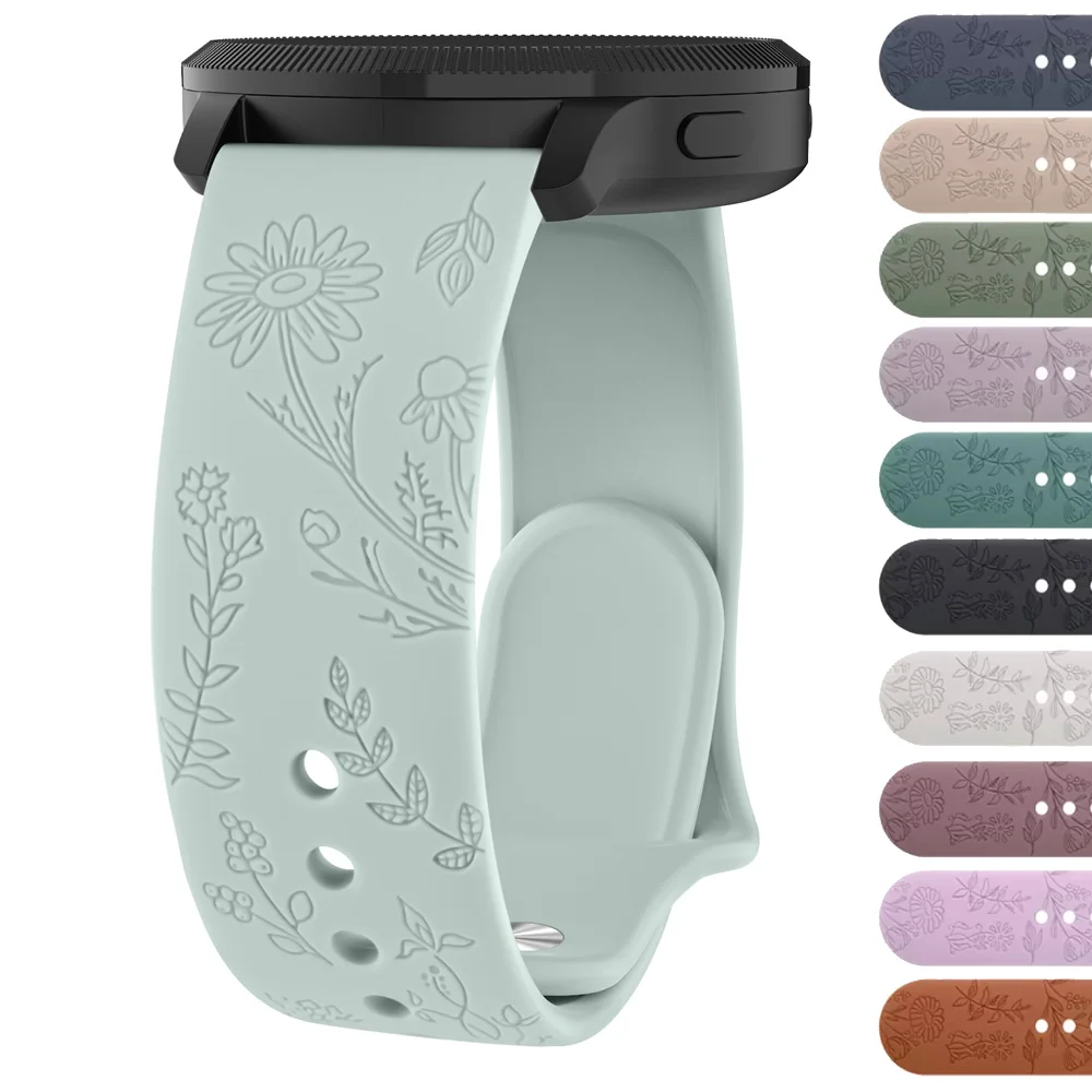 20mm 22mm Flower Engraved Strap For Amazfit GTS/2/2e/3/4 GTS2 Mini/GTR 4/3/Pro/47mm/GTR2/2e/stratos 2/3/Bip Lite Band Bracelet