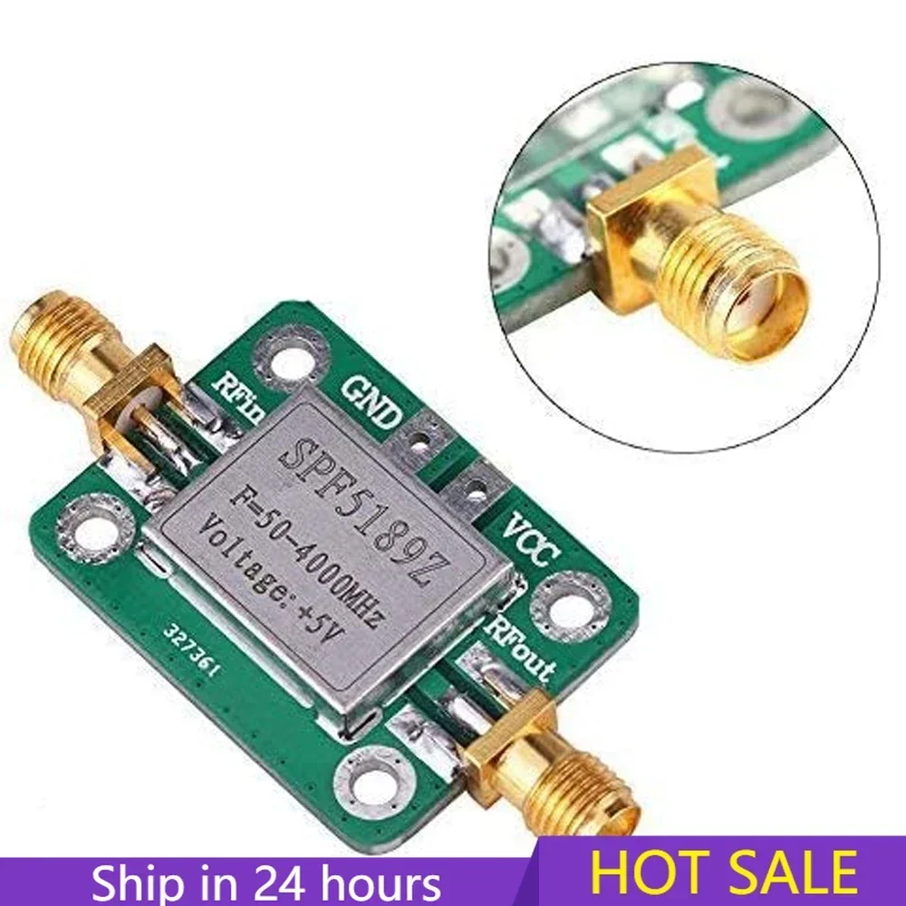 Amplificador RF de baixo ruído: SPF5189 LNA para 50-4000MHz/5-6000MHz, faixa de ganho de 0,6dB a 20dB, configuração de placa blindada