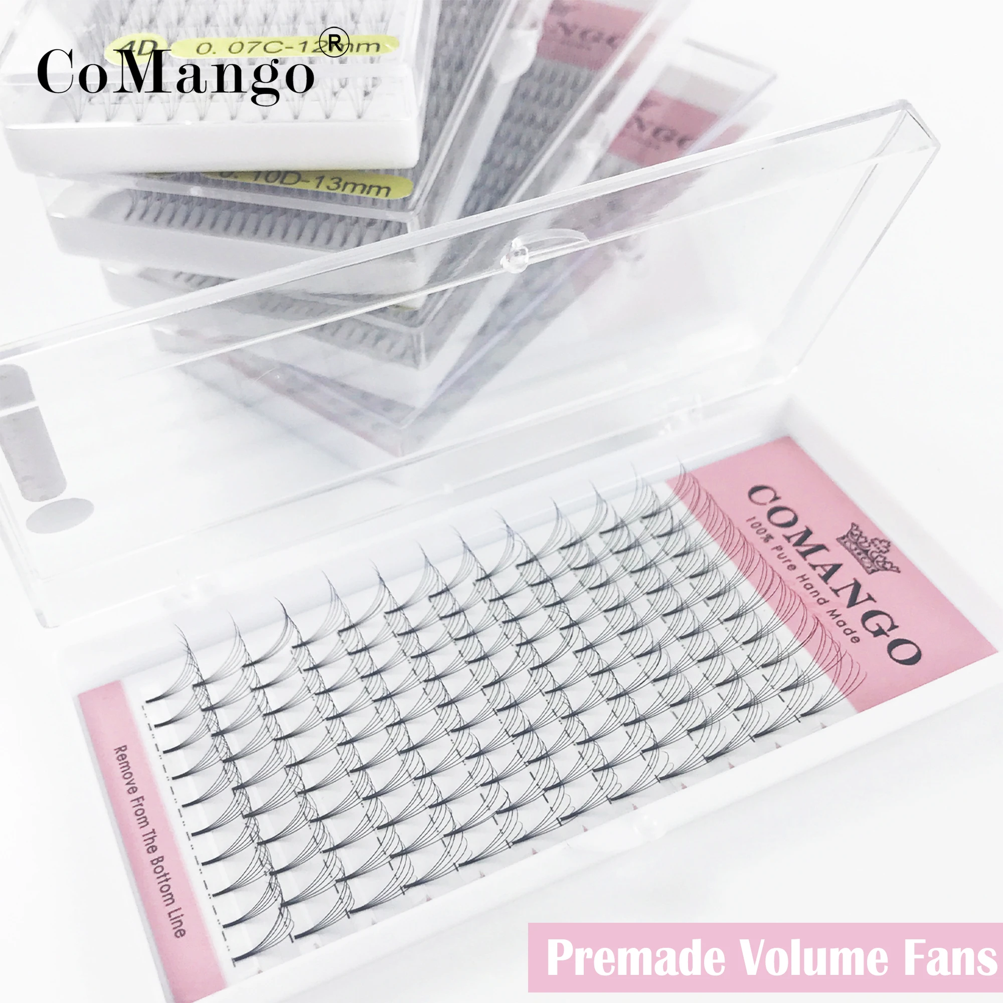 CoMango Premade Nga Khối Lượng Thân Ngắn Lông Mi Mở Rộng Rộng Người Hâm Mộ 3D 4D 5D 6D 10D Faux Mink LÔNG MI LÔNG Mi Bán Buôn