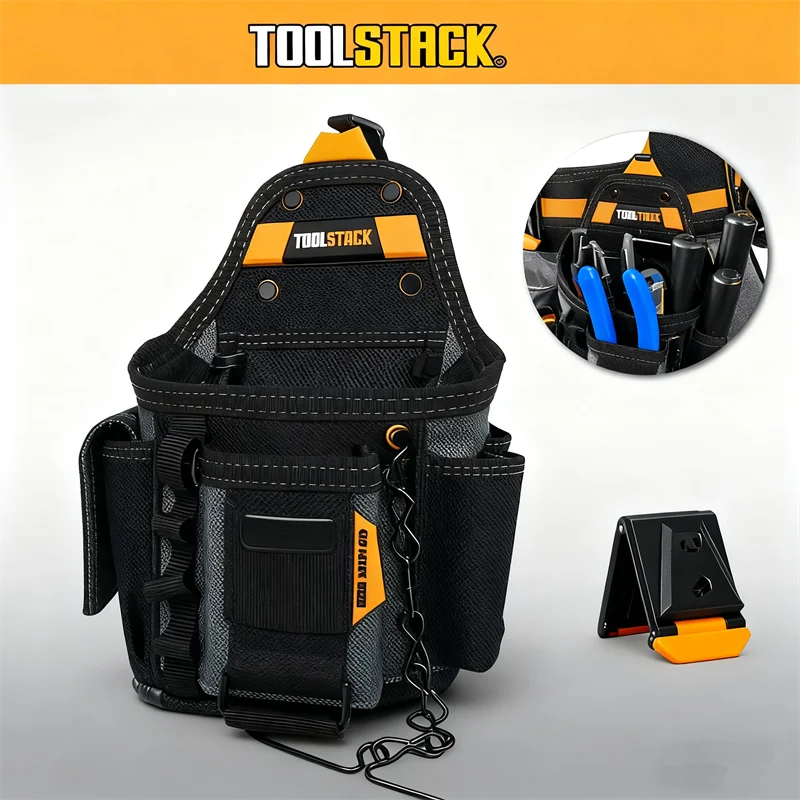 TOOLSTACK-bolsa para electricistas pequeñas, cinturón de herramientas, bolsillos multifuncionales, bolsa de herramientas para trabajadores de mantenimiento de fontanero y electricista