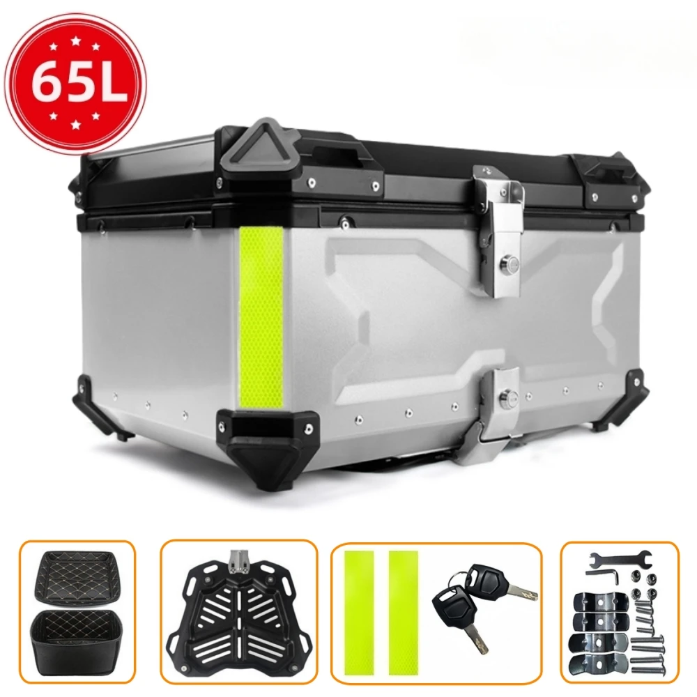 Kufry motocyklowe 55L, 65L, aluminiowe, wodoodporne, na kask, bagażnik motocyklowy, walizki do przechowywania bagażu.