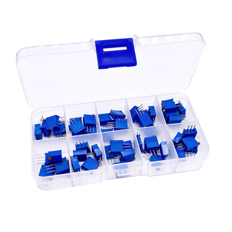 10 tipos de 50 Uds. Potenciómetro de ajuste de resistencia ajustable de precisión multivuelta 3296W kit ESC 500R/1K/2K/5K/10K/20K/50K/100K/1M