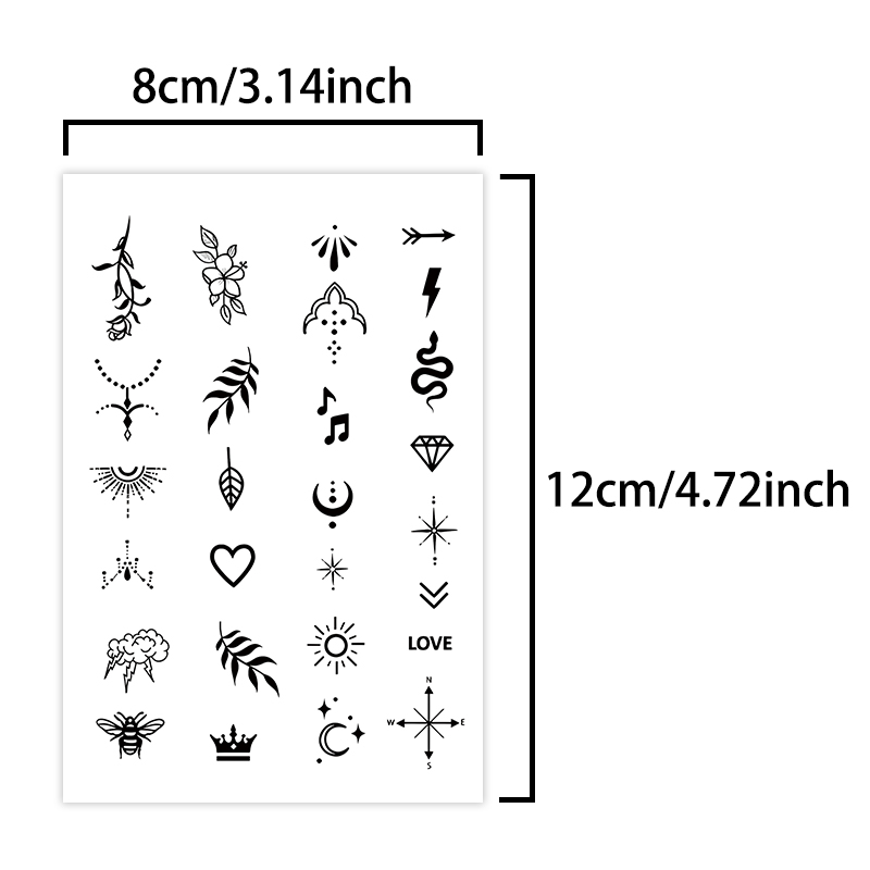Autocollants de tatouage temporaire imperméables à petits motifs, imperméables longue durée pour une à deux semaines, adaptés au doigt, Plam. 1 pièce.