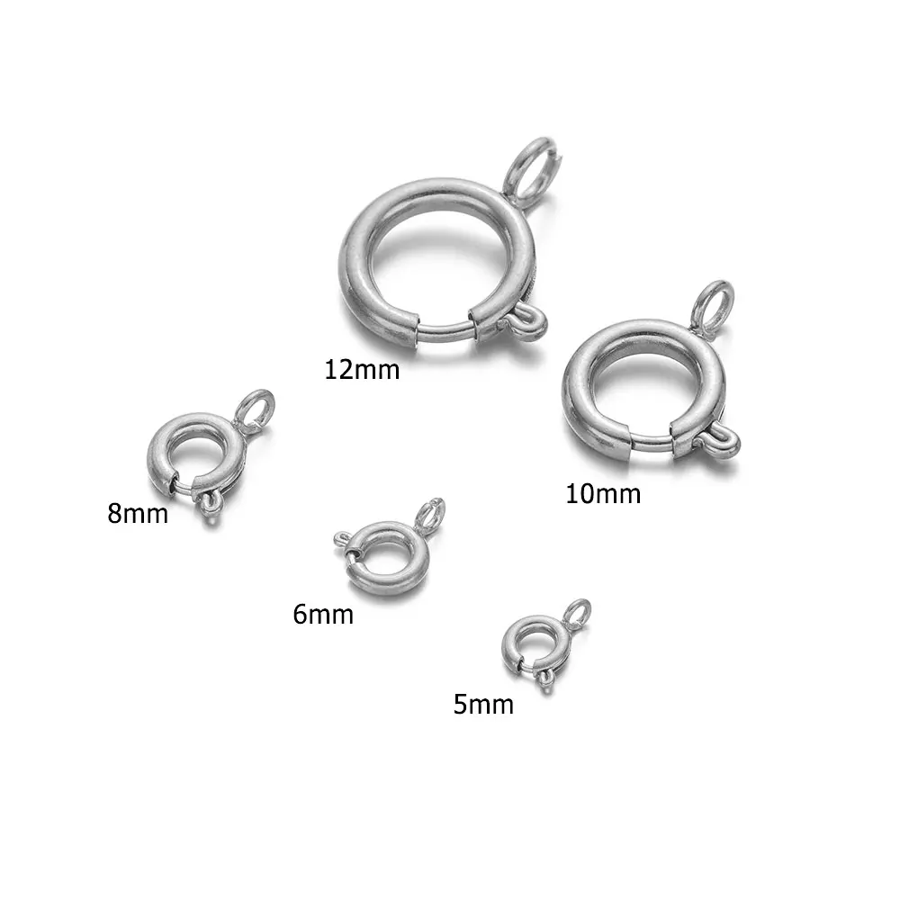 10 Chiếc Vòng Tròn Mùa Xuân Buttonr Thép Không Gỉ Móc Cài Móc Cấp Kết Nối Cho Dây Làm Móc Cài Trang Sức Làm Phụ Kiện
