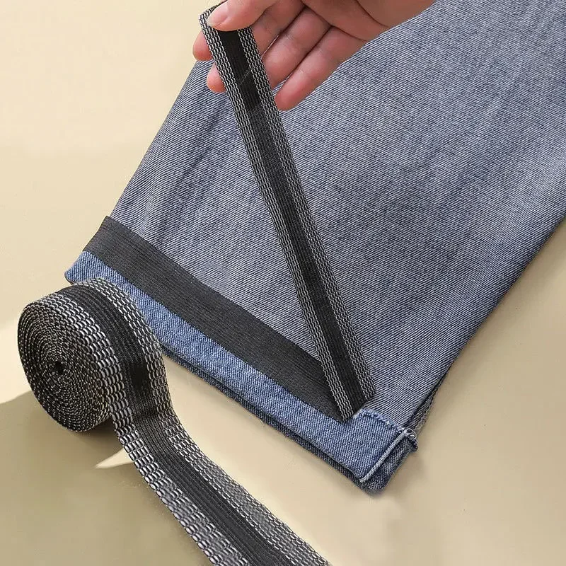 Tessuto da cucito fai-da-te Pantaloni autoadesivi Pasta termoadesiva sul bordo dei pantaloni accorciare i pantaloni di riparazione per abbigliamento Jean e abbigliamento con pantaloni Jean
