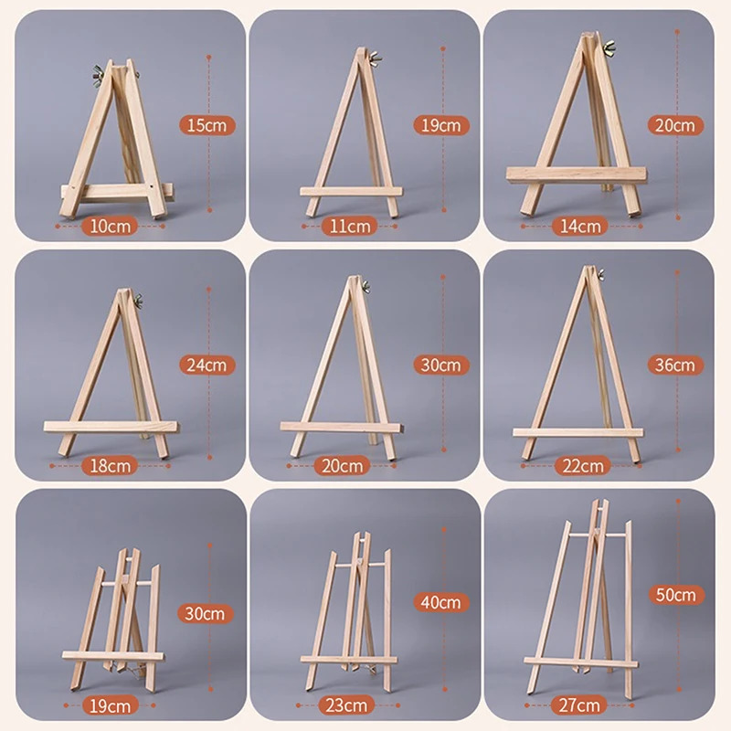 Children Painting Craft Holder Folding Tripod Wood Mini Easel Frame Desktop Triangle Display Stand Name Card Stand Holder