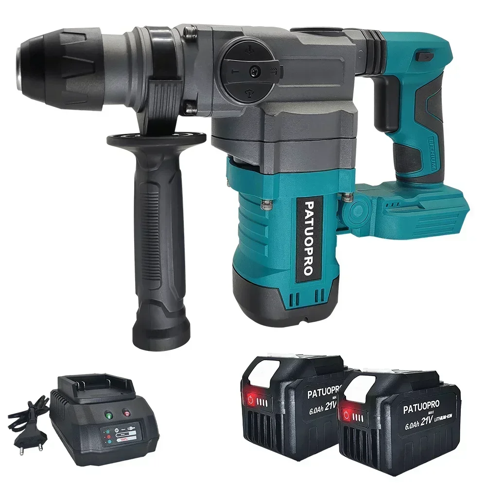 PATUOPRO 36mm Brushless Rotary Hammer Drill 2-Mode 10J Cordless Electric Hammer Drill Handheld Power Tool For Makita 18V Battery