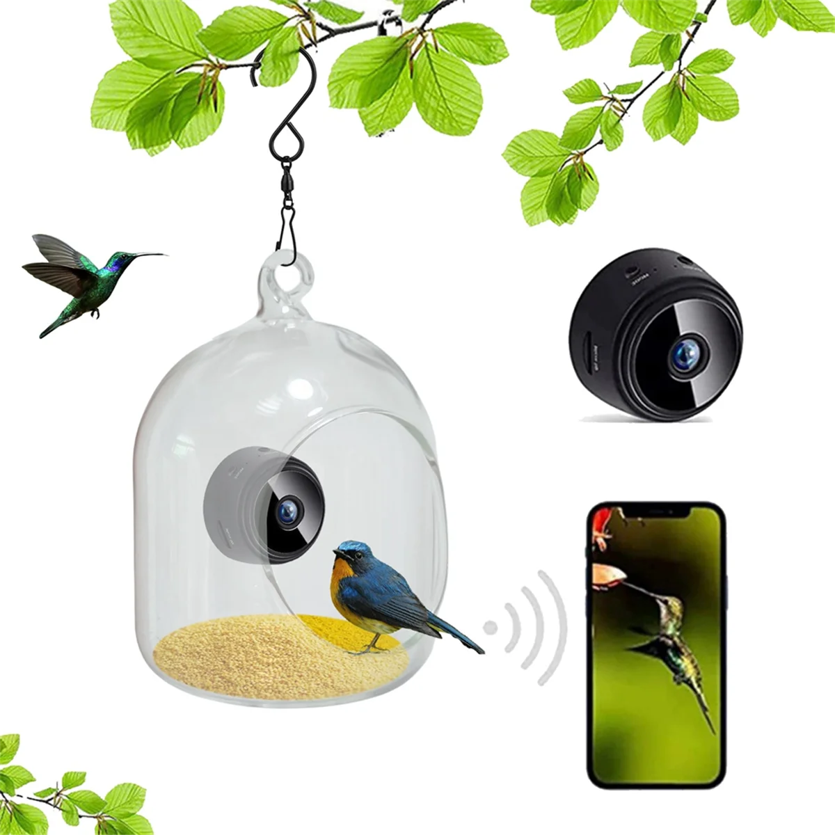 XFDE Bird Feeder with Camera Night-Version Video Camera Bird Feeder, WiFi Remote Connection Camera Bird Feeder with Phone