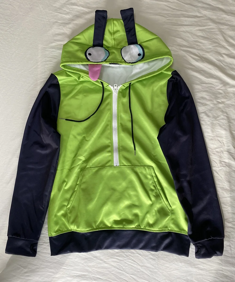 インベーダー ZIM コスプレ衣装エイリアン ZIM Gir Doom パーカートップジャケットコート大人ハロウィンジッパースウェット耳ハロウィン