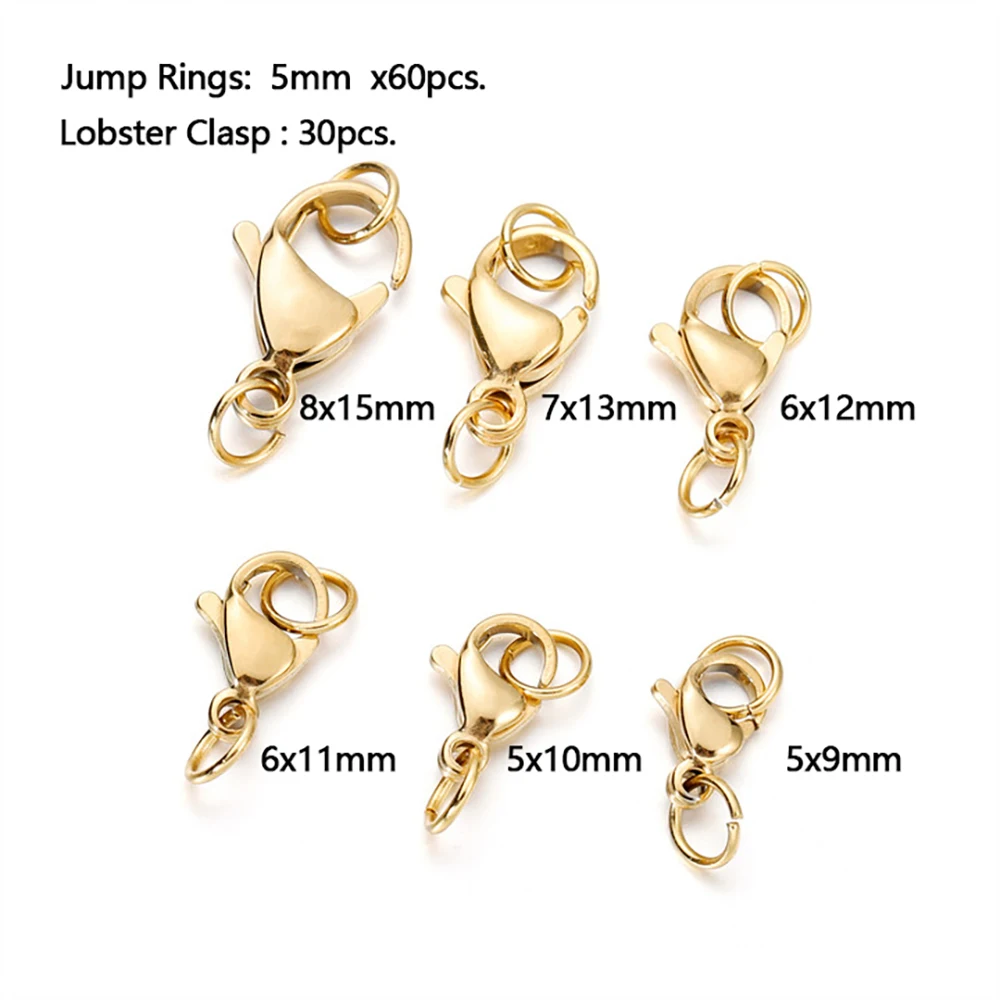 30 Stks/partij Roestvrijstalen Kreeft Klauw Gespen Springringen Voor Diy Kettingen Armband Connector Sieraden Bevindingen Maken Benodigdheden