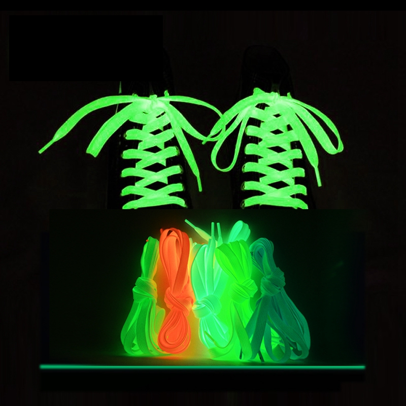 1 par de cordones luminosos, zapatillas planas, cordones de zapatos de lona que brillan en la oscuridad, cordones fluorescentes de Color nocturno, 80/100/120/140cm