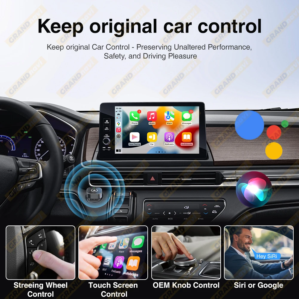 2in1 Wired to Wireless CarPlay Android Auto Adapter for OEM Car Stereo With USB Plug and Play Bluetooth