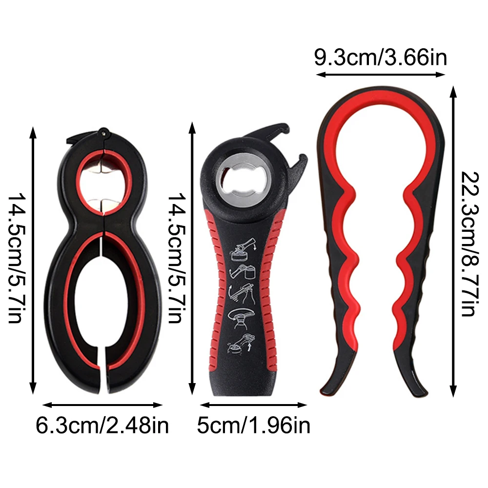 Multifunctional 6-in-1 Jar Opener And 4-in-1 Bottle Opener with Non-Slip Lids Gripper - Kitchen Tool for Easy Opening