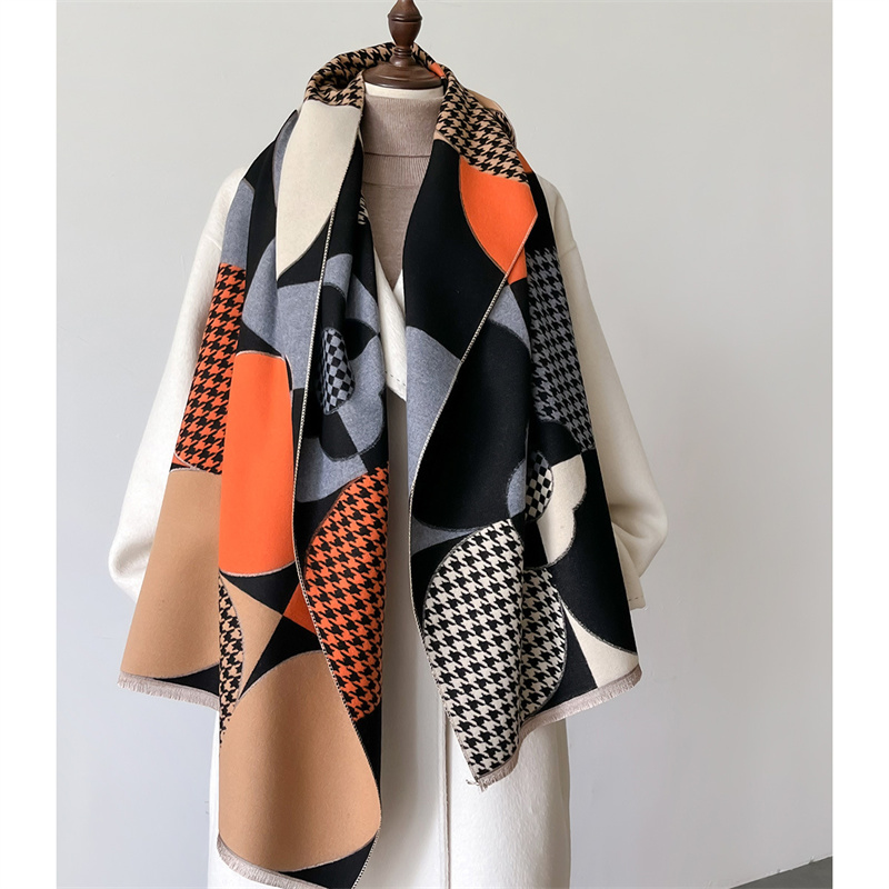 Lenço de inverno de luxo feminino caxemira quente pashmina marca foulard xales femininos envolve grosso macio bufanda poncho cachecóis roubou 2024