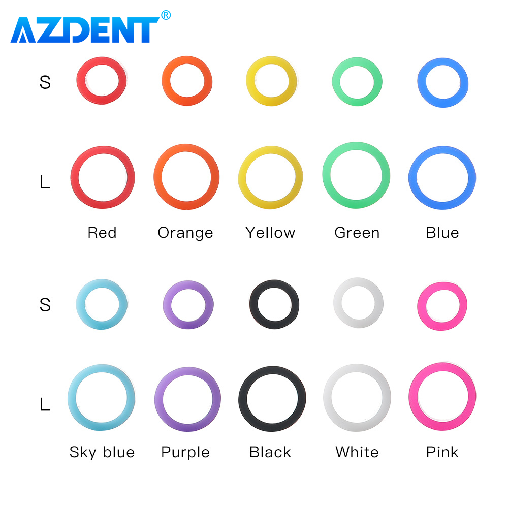 AZDENT 100 ชิ้น/กล่องทันตกรรมรหัสสีแหวนซิลิโคนระบุวงกลมจัดฟันเครื่องมือทันตกรรมวัสดุ Autoclavable