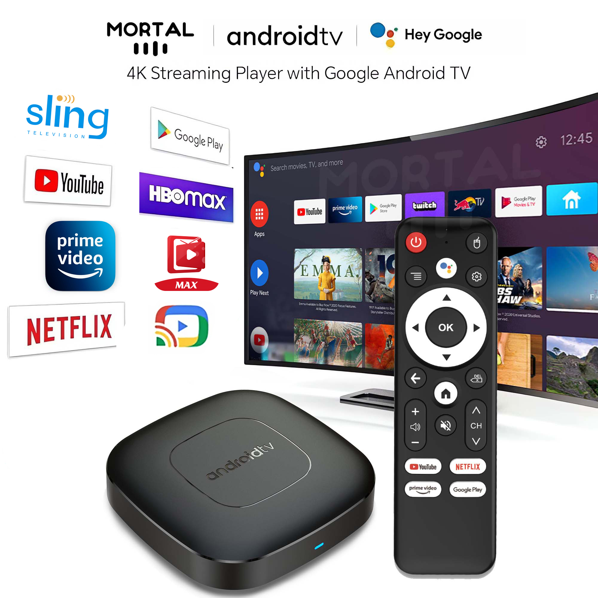 Smart streaming media player caixa de tv versão global mortal t1 bluetooth google assistente android 13 allwinner h313 2.4g & 5g wifi 4k