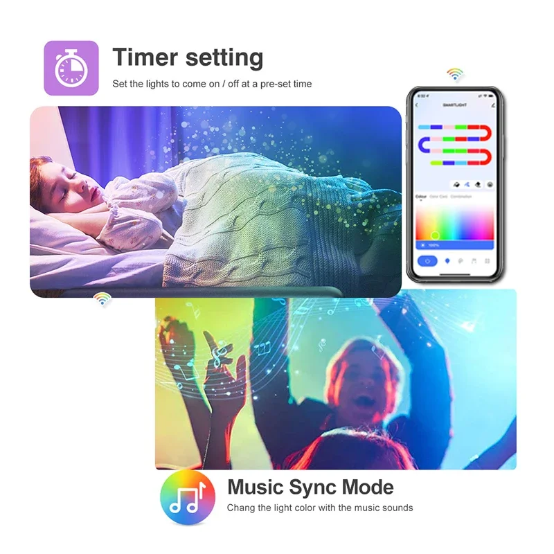 WIFI TUYA RGBIC LED Strip Lights Dreamcolor Led Light Strip Music Sync nastro flessibile Smartlife LED Strip per la cucina della camera da letto