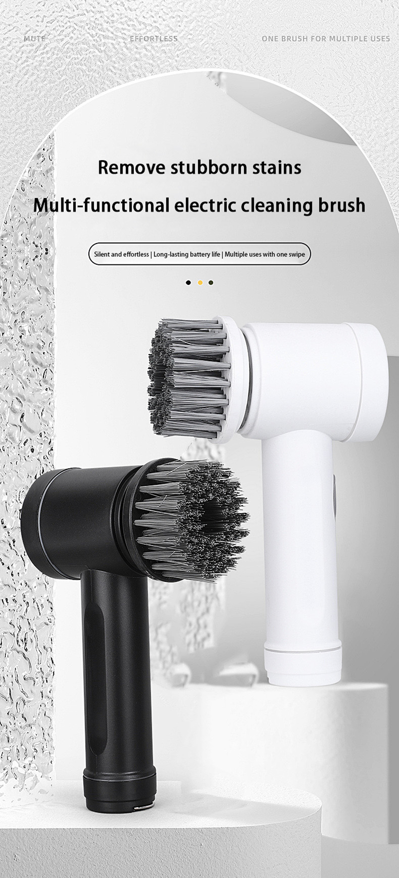 Xiaomi Wireless Electric Cleaning Brush High Power Kitchen Home Multi-function Toilet 6 Replacement Head Portable Cleaning Brush