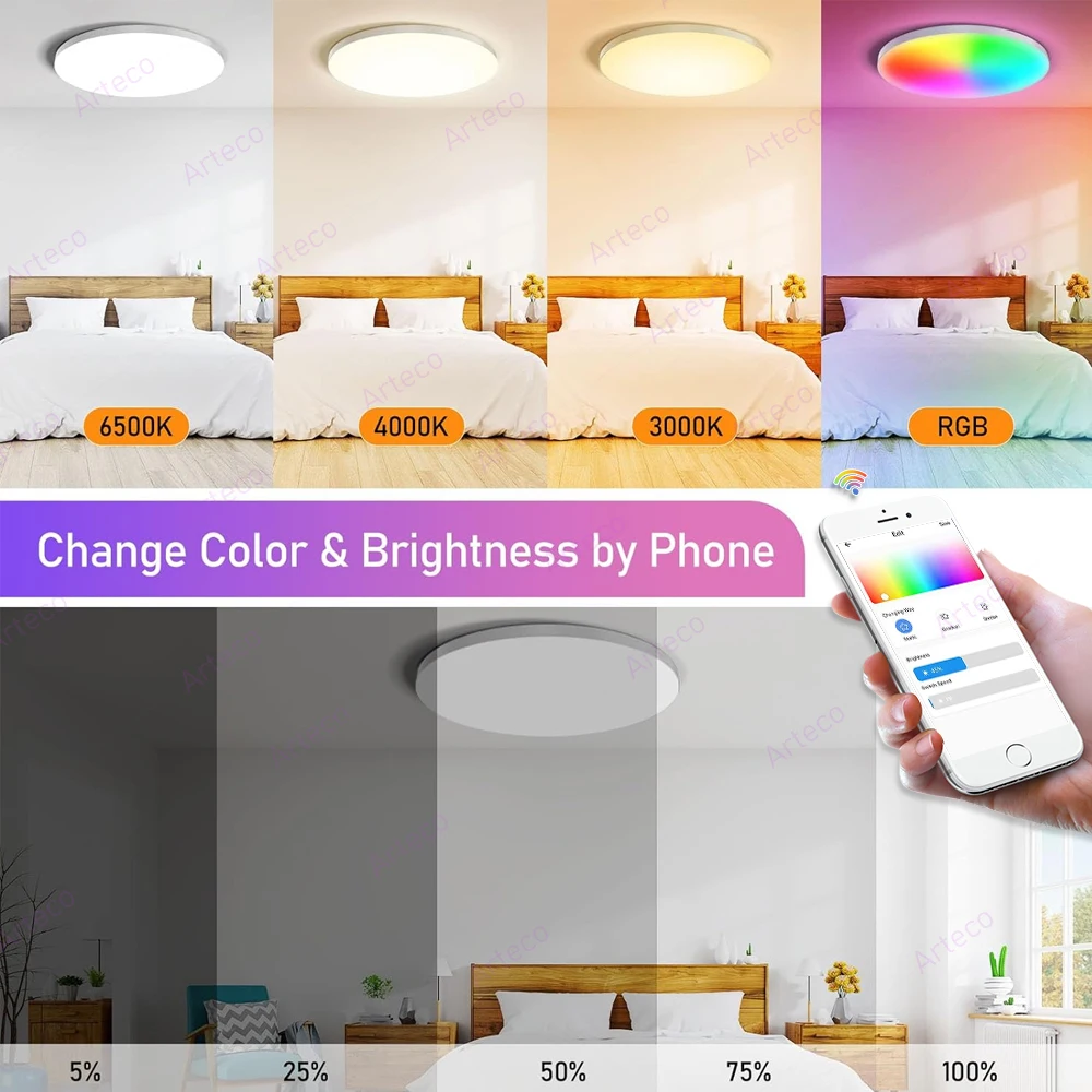EWelink Zigbee Smart Ceiling Light 24W Zigbee Led Ceiling Lamp RGBCW Led Ceilings Lights Alexa Smart Lamp For Room Yandex Alice