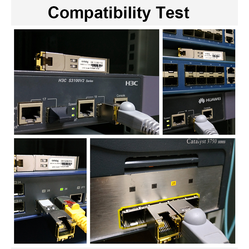 Медный модуль SFP 2,5G 10G RJ45 2,5GBase-Tx Ethernet, оптоволоконный FTTH, совместимый с коммутатором Cisco/Mikrotik, 100 м
