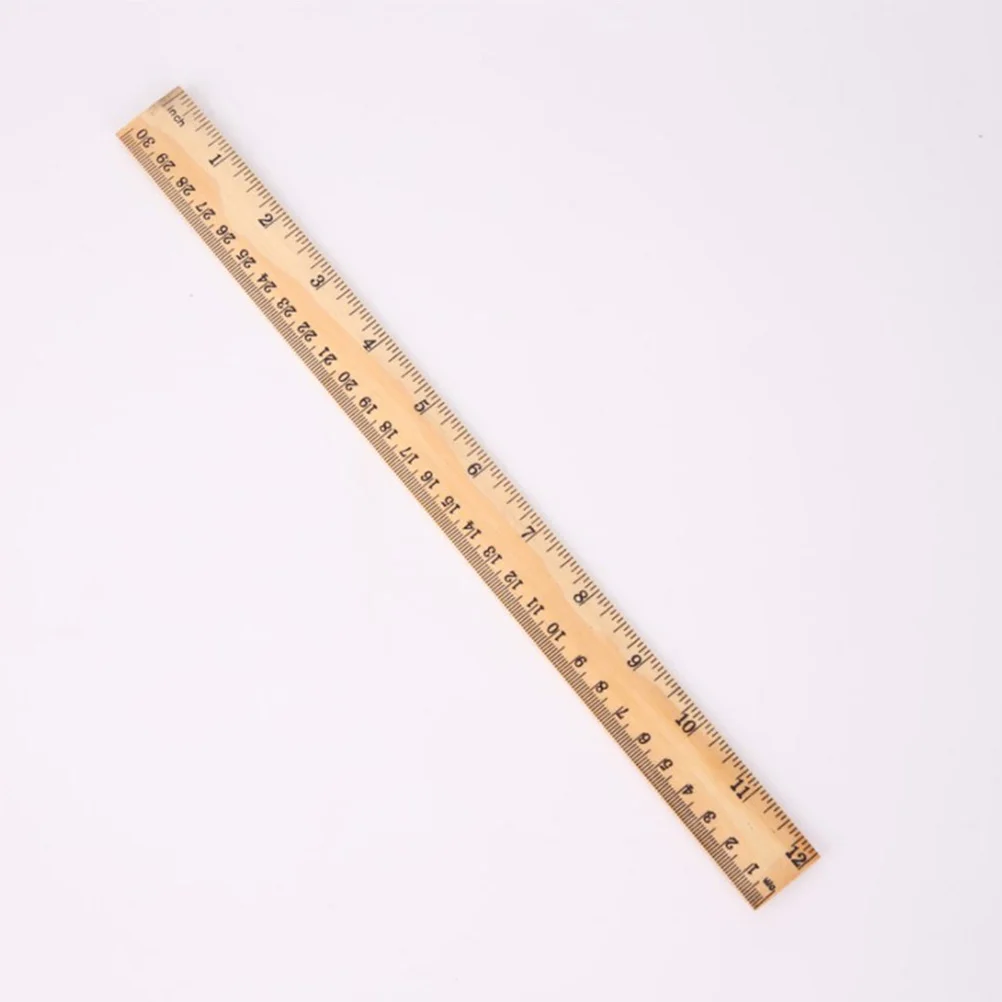 12Pcs Wood Ruler Straight Rule Measuring Tool Precision Etched Scale Student Accessory Wooden Ruler Drafting Supplies Rulers