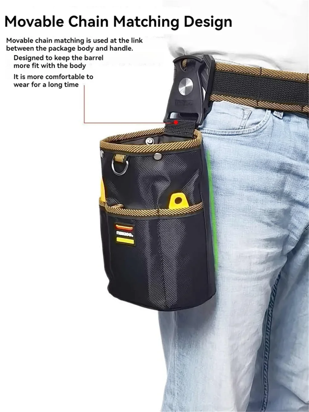 NAKIOO 1680D Oxford ผ้ากระเป๋าเครื่องมือ Rotatable Quick-แขวนเล็บเครื่องมือสําหรับงานไม้ช่างไฟฟ้าเครื่องมือช่าง Organizer