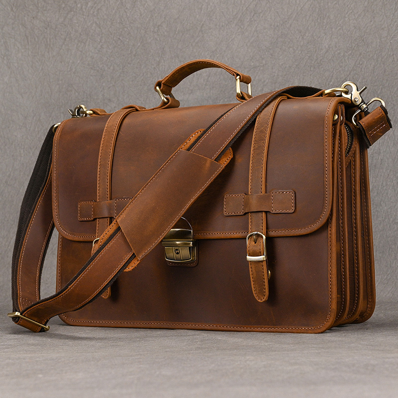 Valigetta in pelle di design di lusso da uomo borsa da lavoro in vera pelle da uomo borsa da lavoro in pelle marrone per notebook
