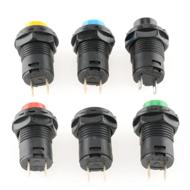 6 uds interruptores de botón momentáneo/bloqueo automático DS427 DS428 12mm interruptor de botón de encendido apagado 3A /125VAC 1.5A/250VAC DS-427 DS-428