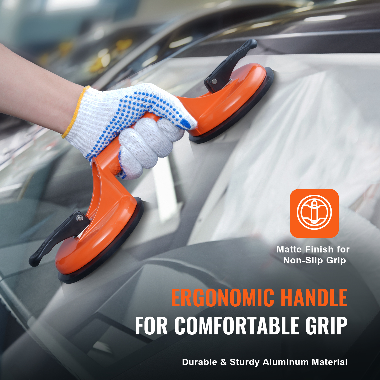 SucceBuy 4,7 "paquete de 2 ventosas de vacío de vidrio de 330 libras con mango de aluminio para elevación de paneles de madera y Metal de azulejos de granito de vidrio