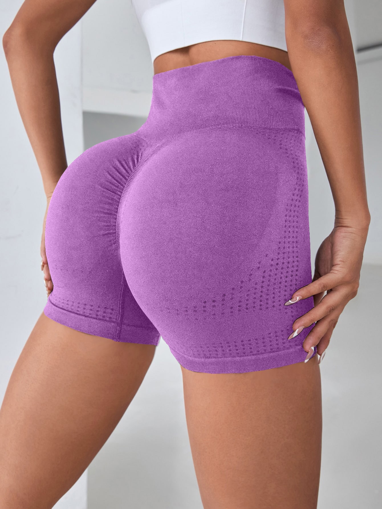 Solid-color High-waist Outdoor Cycling Shorts, Highly Elastic And Breathable Hip-lifting Yoga Sports Shorts, Women's Sportswear
