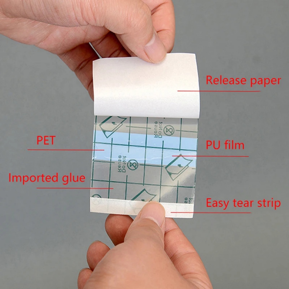 Un rollo de vendas impermeables de PU, vendaje adhesivo elástico transparente desechable, protege tus tatuajes y duchas, 5M