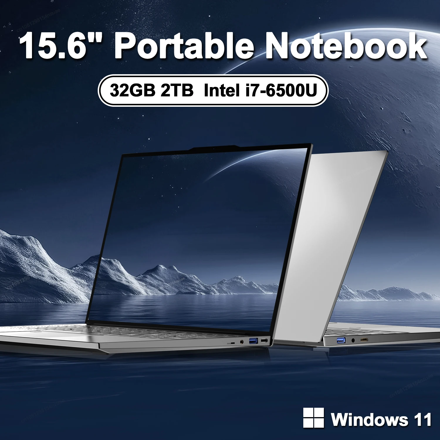 LENO 15.6" Laptop Portable Intel Core i7-6500U 32GB RAM 2TB SSD Windows 11 Notebook Gamer 1080P Display Office Study Computer PC