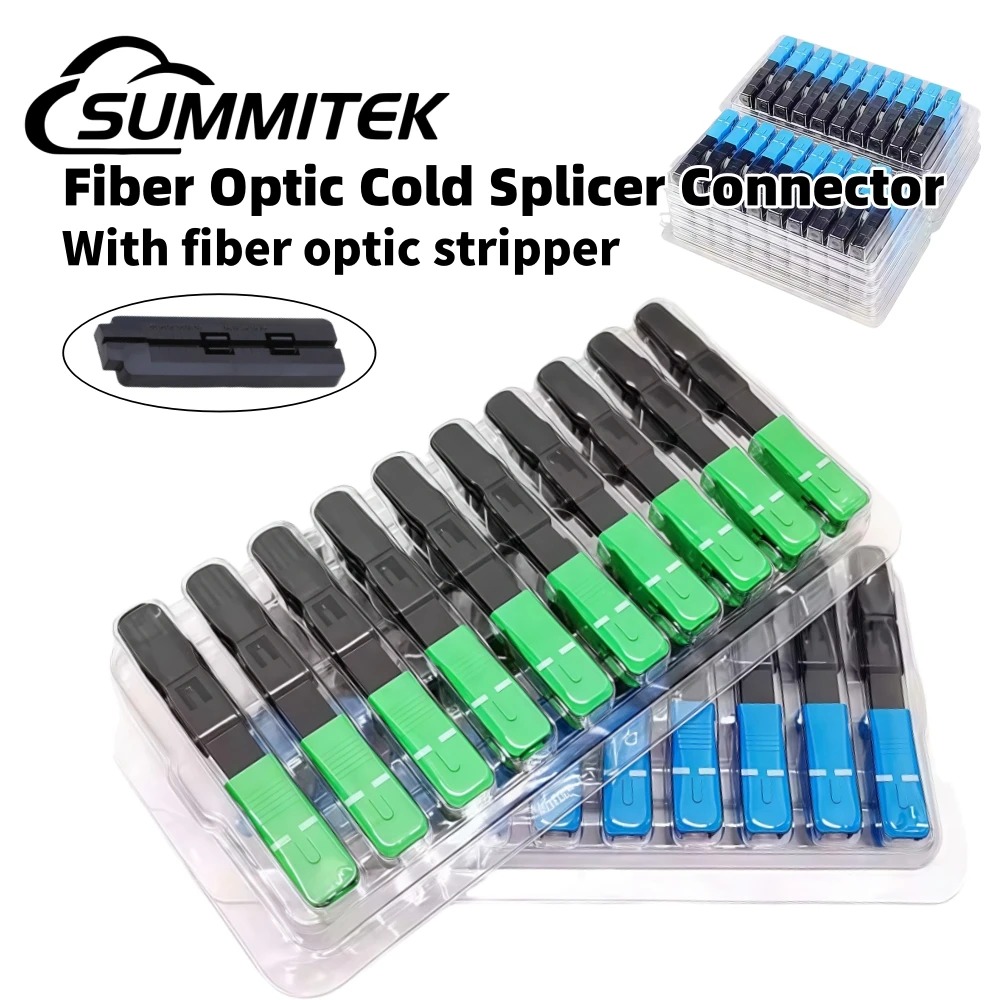 SUMMITEK 10-100 шт. 60 мм SC APC быстрый разъем FTTH разъемы для холодного сращивания одномодовый адаптер с инструментом для зачистки оптоволокна