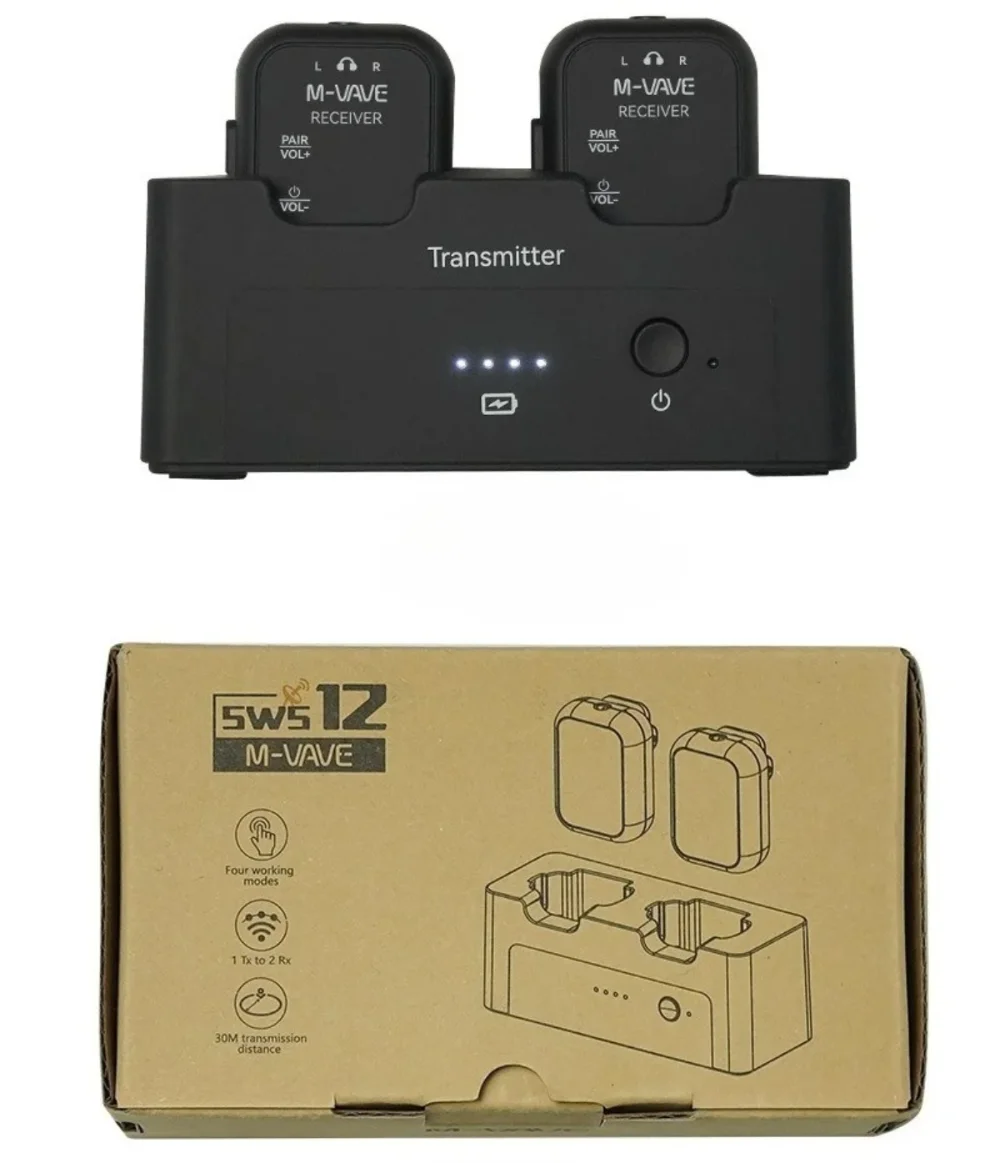 M-VAVE WP-12 2,4G auricular inalámbrico Monitor sistema de Audio transmisión estéreo Mono grabadora receptor transmisor recargable
