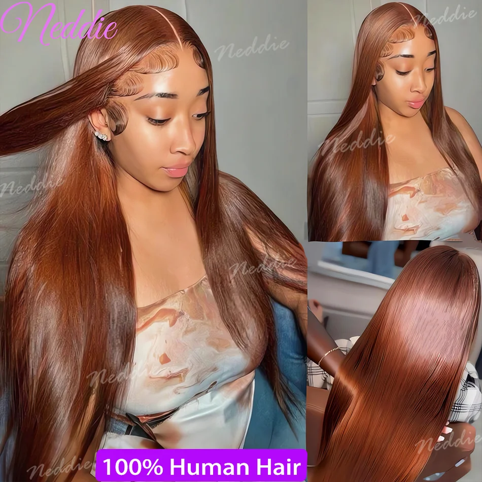 Pelucas delanteras de encaje marrón Chocolate 13X6, cabello humano liso de hueso 13X4, peluca Frontal de encaje de color de 30 y 32 pulgadas, 100% brasileño para mujeres