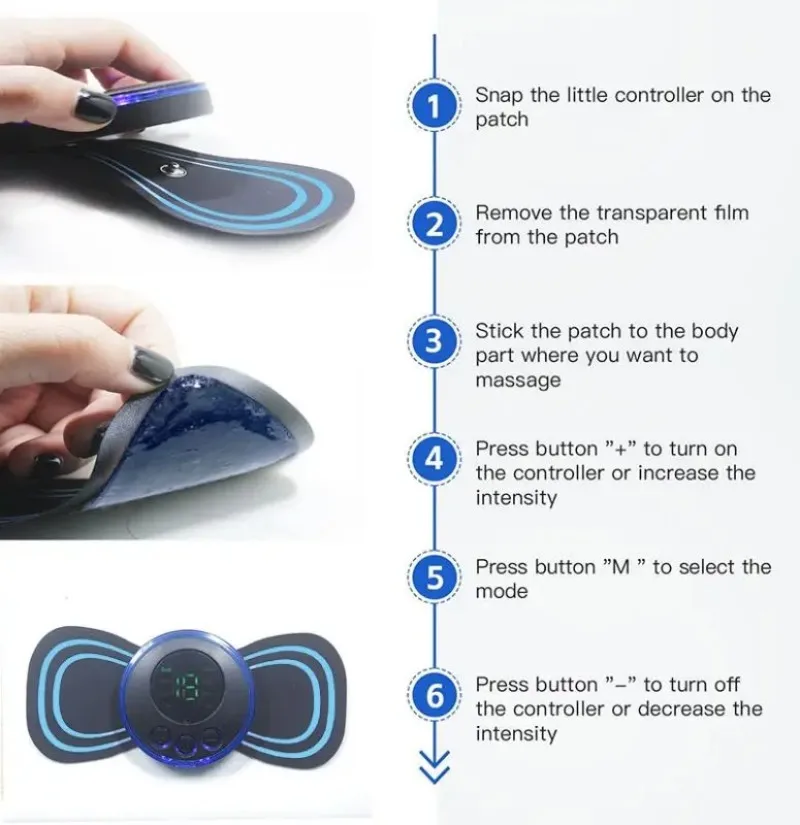 Mini remendo de massagem ombro e pescoço instrumento portátil elétrico pescoço massageador cervical inteligente 8 modos 19 engrenagens