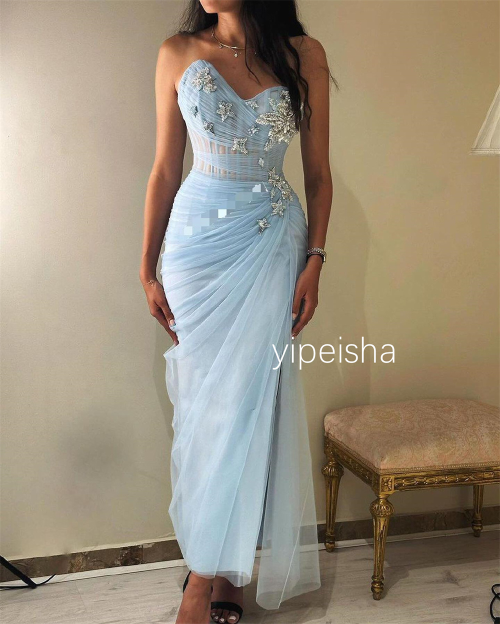 Personalizado estilo moderno tule plissado padrão em linha reta querida midi vestidos de baile alta qualidade clássico simples