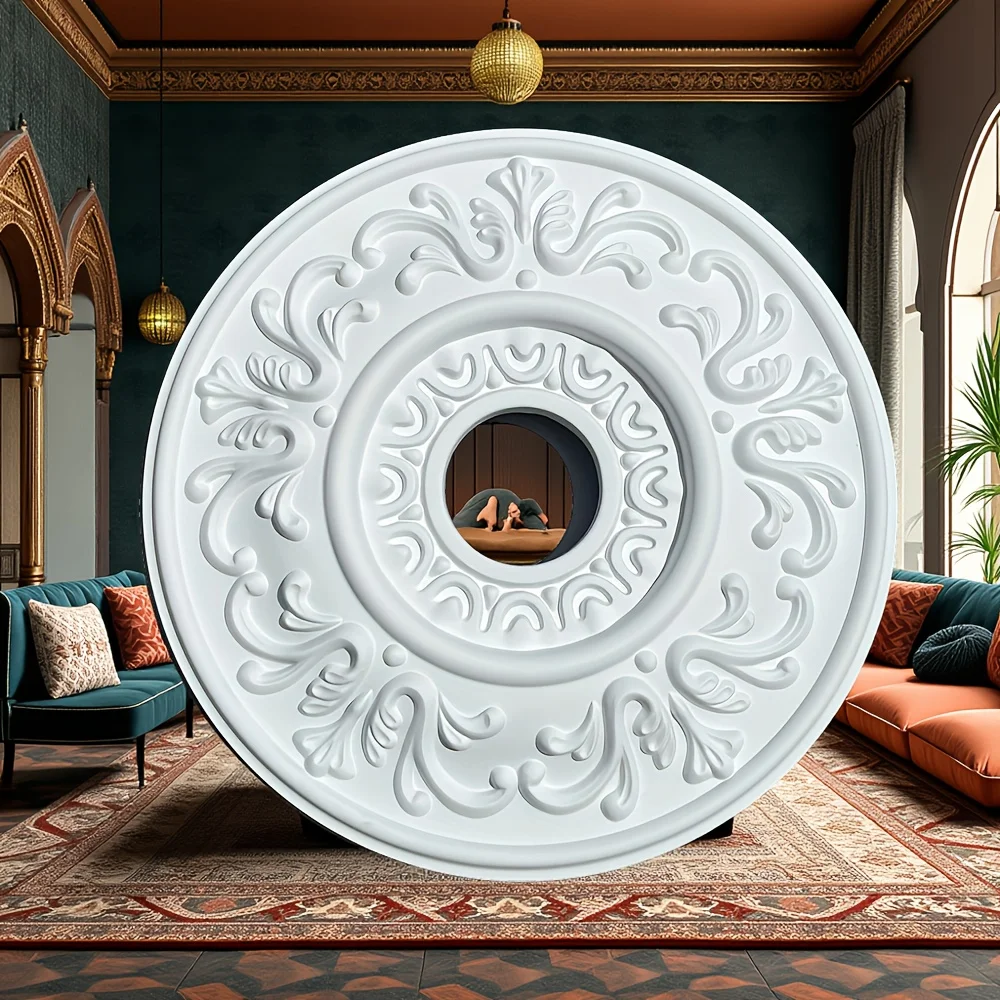 PU ceiling light base round model for decoration; round ceiling light base with a line of imitation gypsum;