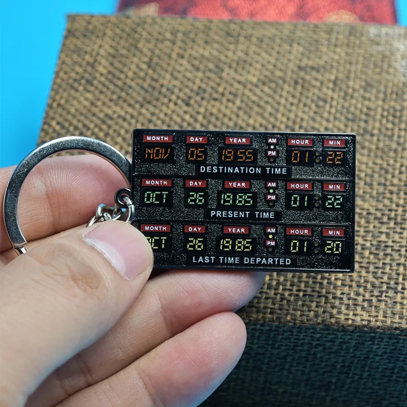 시간 회로 키 체인 Marty McFly Doc Brown 시간 여행 선물 클래식 영화 Back To The Future Delorean Replica Prop Keyring