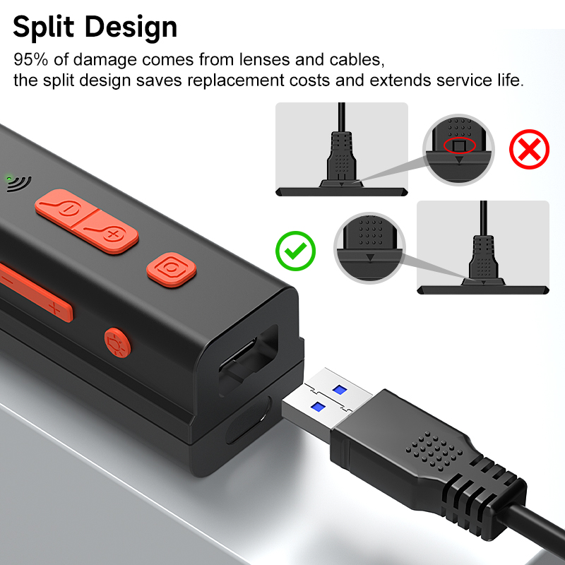 Câmera endoscópica wi-fi com autofoco, hd1080p, lente tripla dupla, cabo removível, à prova d'água, sonda usb, boroscópio de inspeção de carro