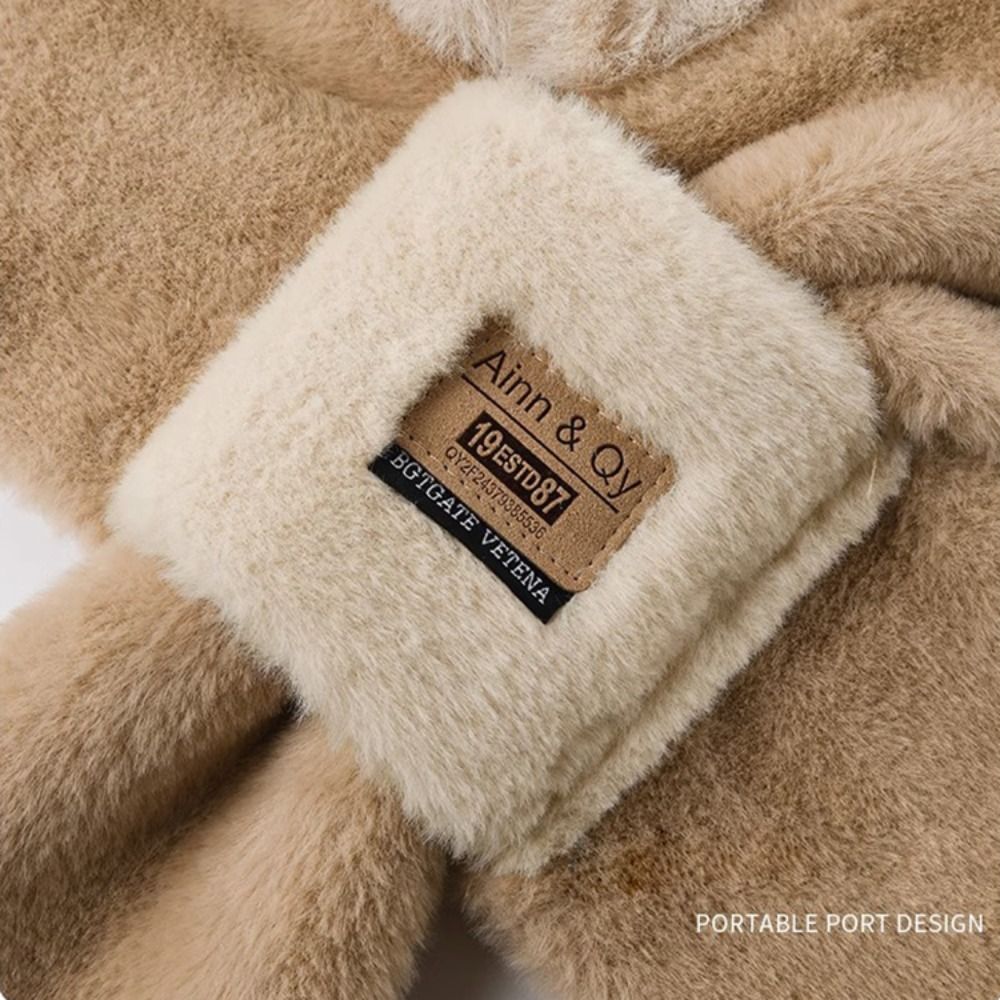 Casual Plush Integrated Cap Scarf Soft Plush Ear Protection Windproof Beanie Hat Scarf Thickening Hooded Scarf Neck Warmer New