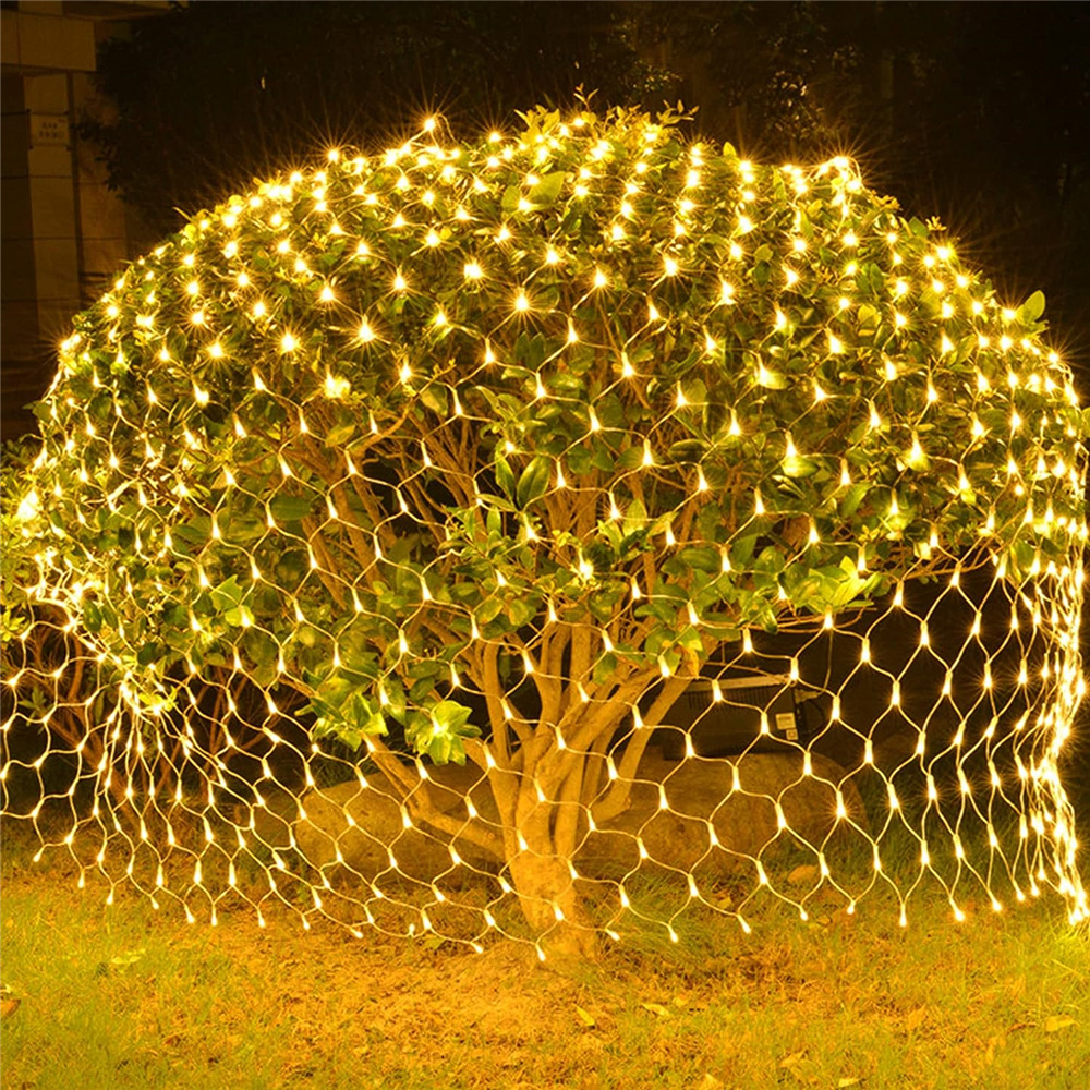 220 V Outdoor Weihnachten Net Lichter 8 Modi LED Mesh String Licht Anschließbare Lichterkette Garten Baum Hochzeit Party Dekorationen