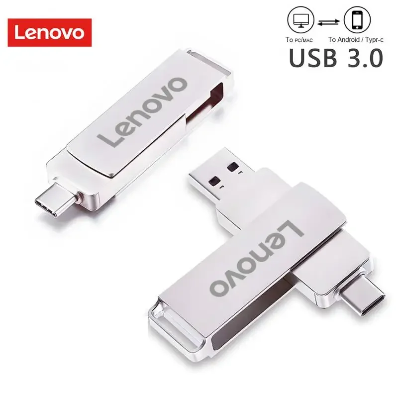 Lenovo 512 ГБ Type-C 2-в-1 высокоскоростной флэш-накопитель 128 ГБ USB-накопитель 1 ТБ/2 ТБ USB 3.0 флэш-накопитель для ноутбуков