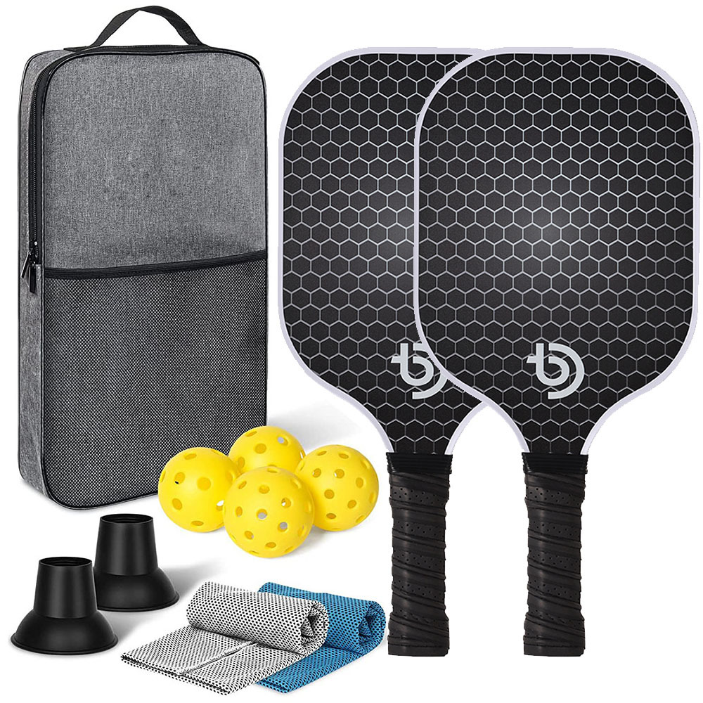 Conjunto de pás de pickleball-fibra de carbono grafite usado aprovado raquetes leves conjunto de exercícios internos e externos para todas as idades