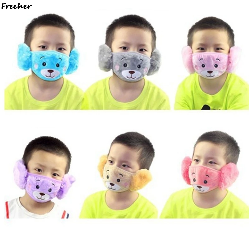 ฤดูหนาวเย็นป้องกัน Earmuffs เด็กปาก WARM Earflaps กลางแจ้ง Fluffy หู Muffs หมวก Plush หูฟัง Face Masks