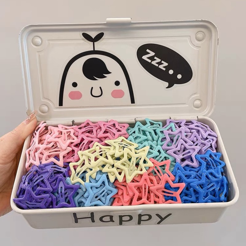 KYDZSW 10 ชิ้นเด็กน่ารักสีเรขาคณิตดาวเครื่องประดับคลิปผมสาวน่ารักหวาน Hairpins เด็กอุปกรณ์เสริมผม